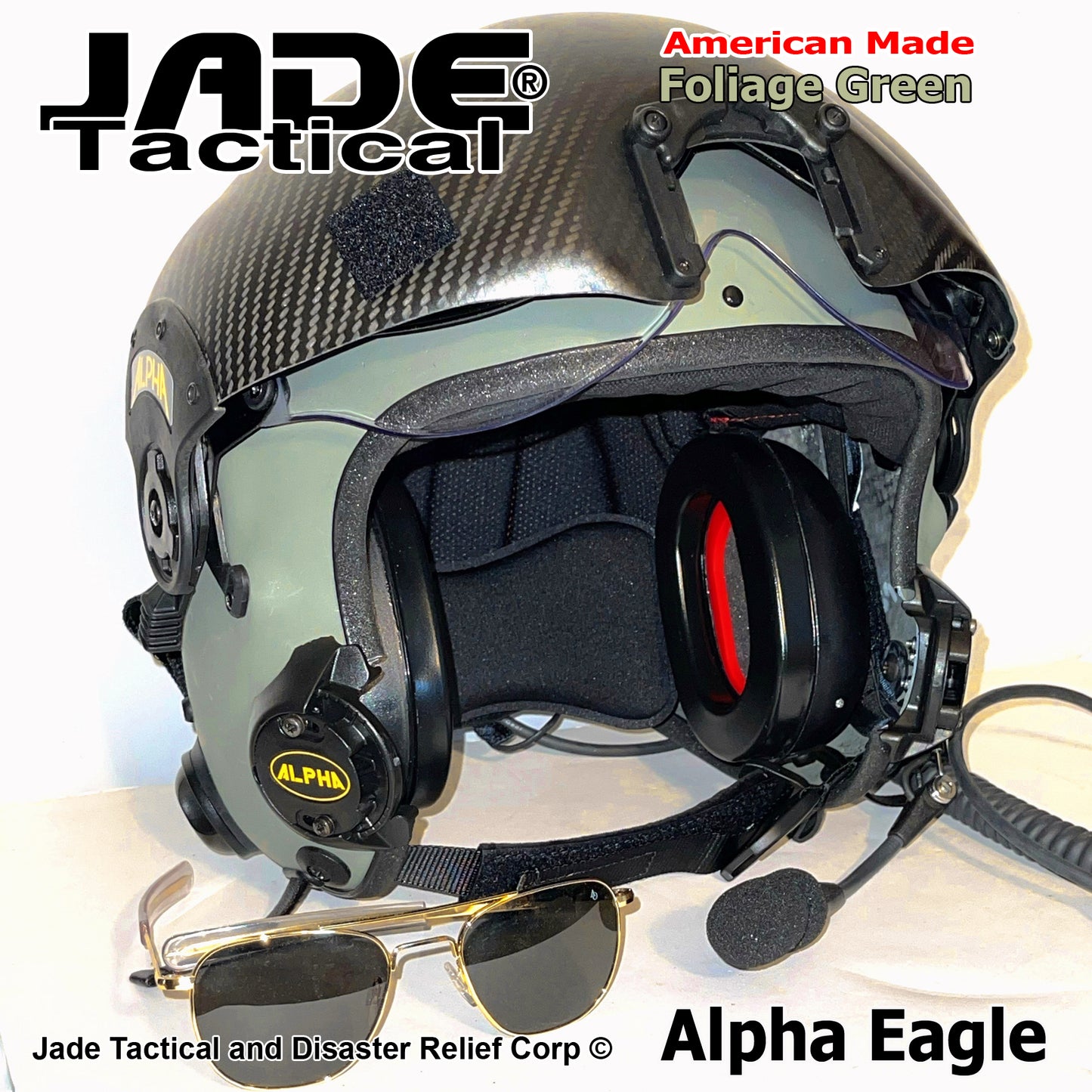 Alpha Eagle Foliage Green Helicopter Flight Helmet