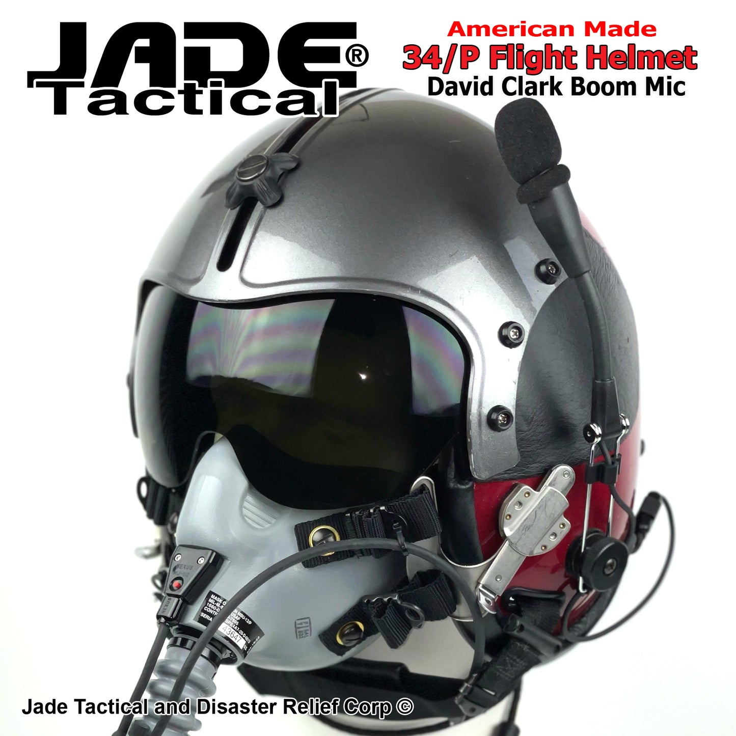 GENTEX 55/EE Flight Helmet USA Burgundy Charcoal Metallic